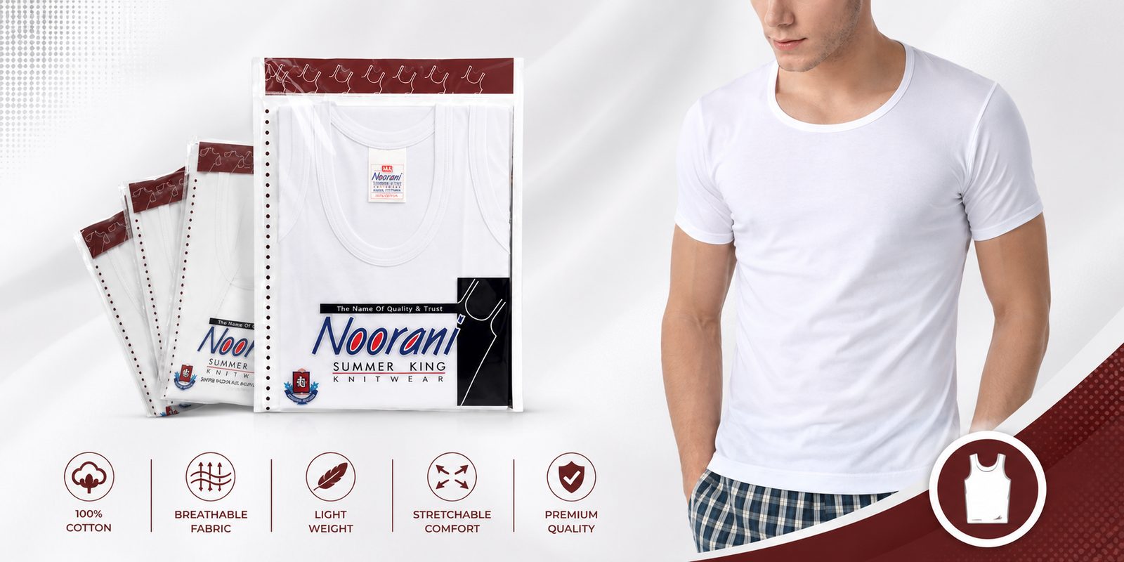 Noorani cotton vests and men's innerwear — premium quality, 100% cotton
