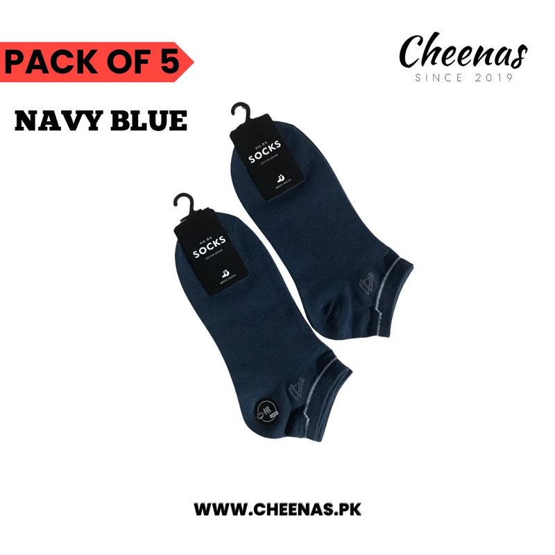 Cheenas: Premium Comfort Cotton Ankle Socks for Men - Pack of 5 Pairs - High-Quality, Breathable, Durable, and Stylish Socks in Navy Blue, Light Blue, Beige, Grey and Black - Perfect for Everyday Wear and Formal Attire view 2