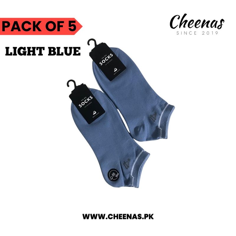 Cheenas: Premium Comfort Cotton Ankle Socks for Men - Pack of 5 Pairs - High-Quality, Breathable, Durable, and Stylish Socks in Navy Blue, Light Blue, Beige, Grey and Black - Perfect for Everyday Wear and Formal Attire view 3