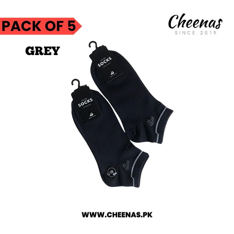 Cheenas: Premium Comfort Cotton Ankle Socks for Men - Pack of 5 Pairs - High-Quality, Breathable, Durable, and Stylish Socks in Navy Blue, Light Blue, Beige, Grey and Black - Perfect for Everyday Wear and Formal Attire view 4