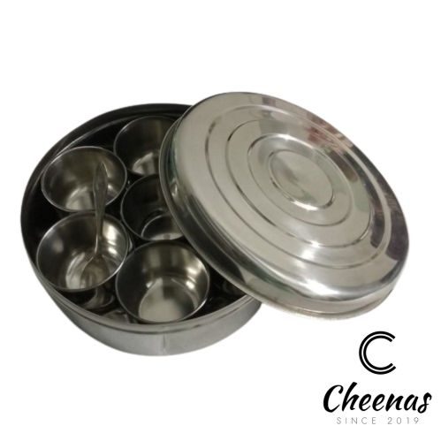 Stainless Steel Masala Box - 7 Pc Spice Jars Set - Rust Free
