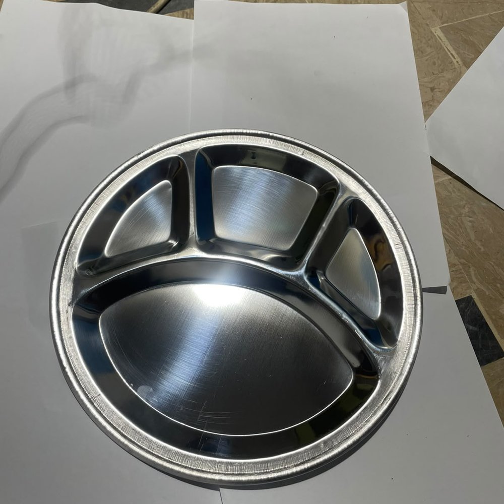 Portion Platter - 3 Portions Refreshment Serving Plate for Dry Fruits / Nimco - Stainless Steel Coated thumbnail 2