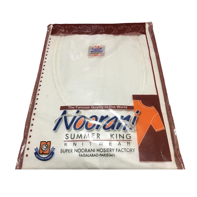Noorani Men's Bazoo Banyan - Original Noorani Cotton Vest With Sleeves- White Sleeves Inner wear