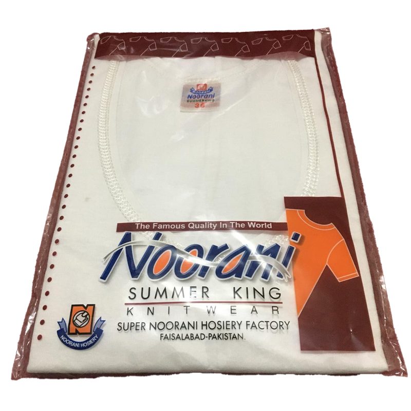 Noorani Men's Bazoo Banyan - Original Noorani Cotton Vest With Sleeves- White Sleeves Inner wear view 2
