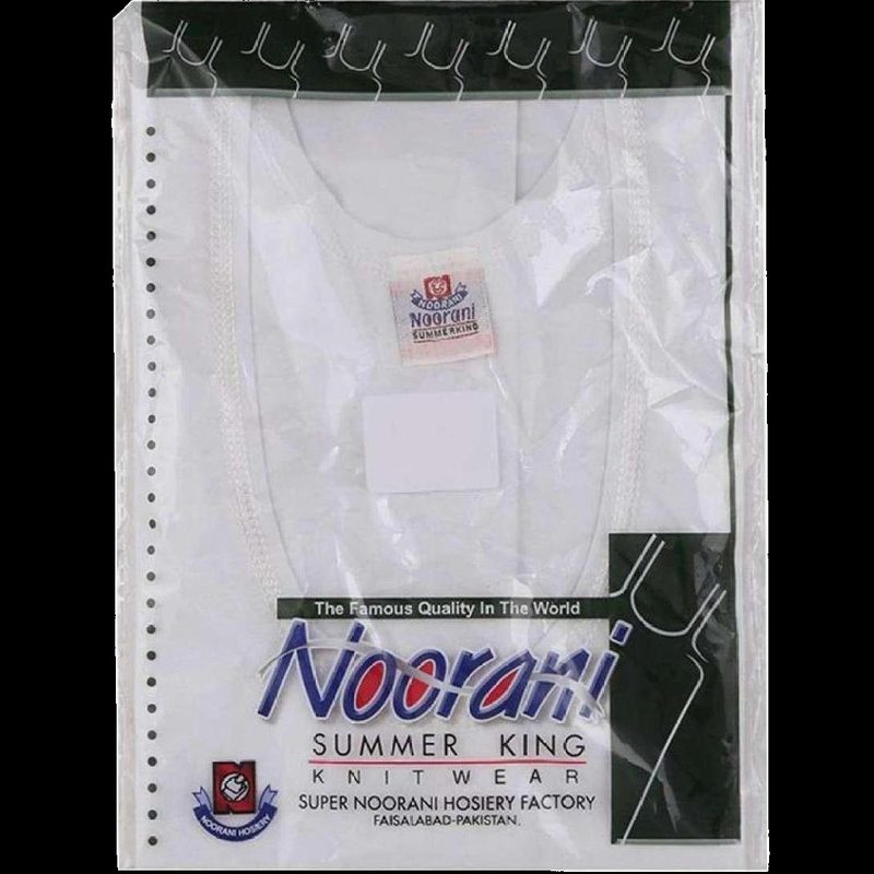 Noorani Men's Sando Banyan - Original Noorani Cotton Vest Without Sleeves- White Sleeveless Inner wear - Pack of 1