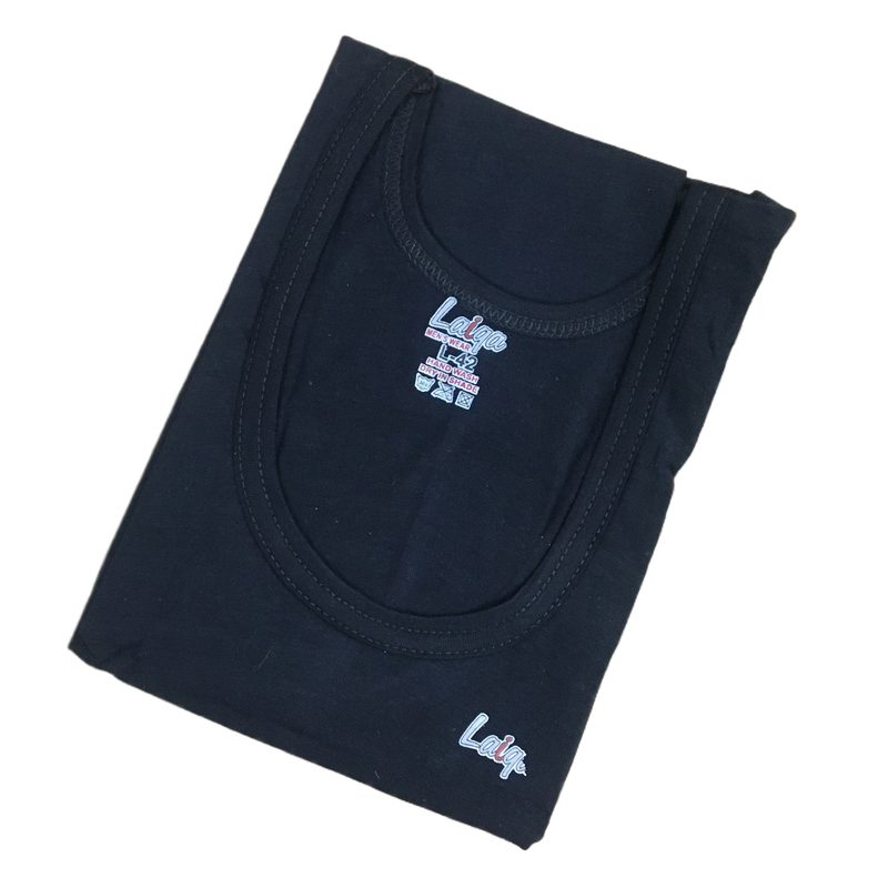 Pack of 1 Black Cotton Vest for Men without Sleeves - Sports wear - Premium Quality - Cotton Fabric - Gym Use - Body Building - Sando Vests Deep Neck - Brand Noorani / Laiqa