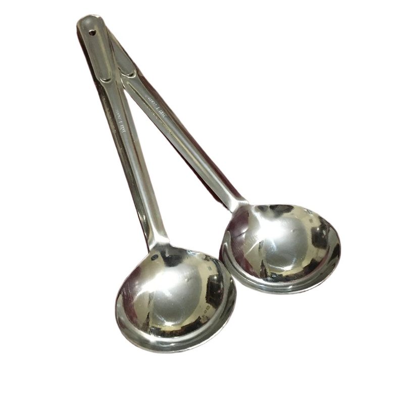 Pack of 2 Cooking Spoons - Stainless Steel - High Quality Utensil for Daily Use - Medium Size - Easy to Handle