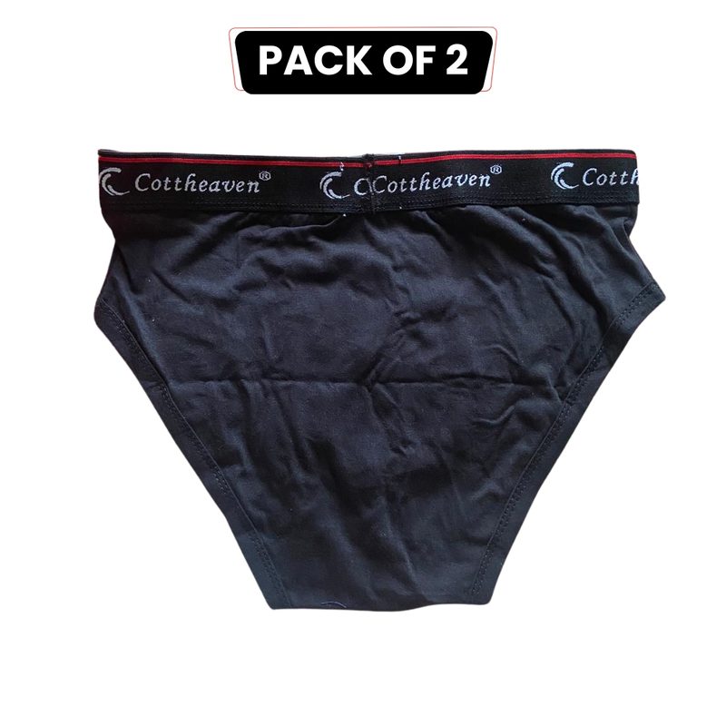 Pack of 2 Cottheaven Men's Cotton Briefs – Comfortable & Durable Underwear for Daily Wear – Medium Size – Black, Skin & Blue Colours - Y Front - Pee Hole view 5