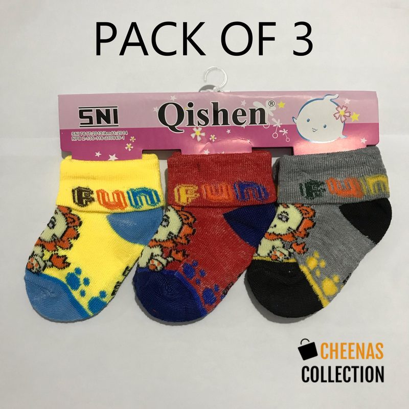 Pack of 3 Baby Socks - Cotton - Multicolour for New Born Babies - Unisex view 2