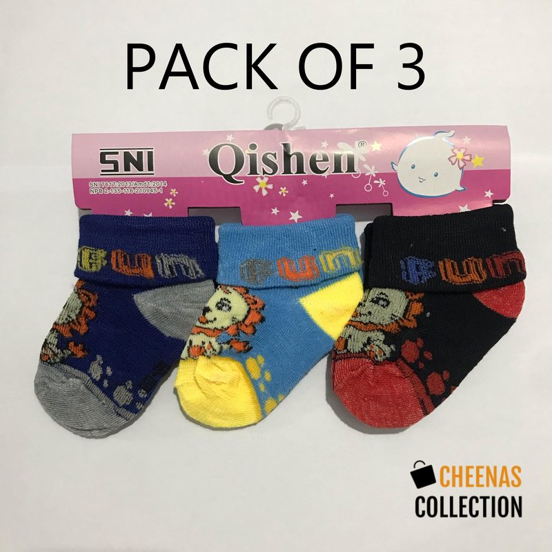 Pack of 3 Baby Socks - Cotton - Multicolour for New Born Babies - Unisex view 3