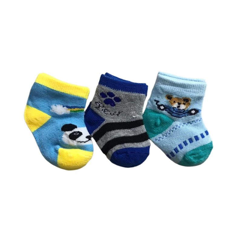 Pack of 3 Baby Socks Zero Size - Multicolour - Cotton - Imported Quality - Excellent Grip bottom