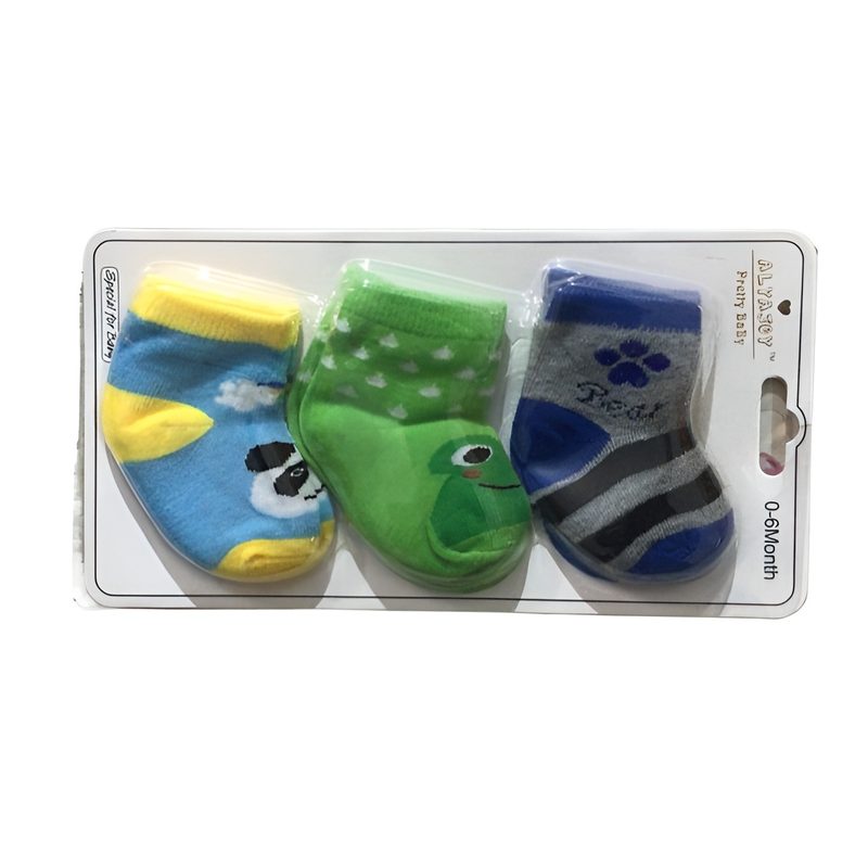 Pack of 3 Baby Socks Zero Size - Multicolour - Cotton - Imported Quality - Excellent Grip bottom view 3