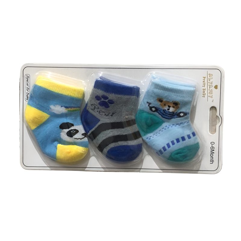 Pack of 3 Baby Socks Zero Size - Multicolour - Cotton - Imported Quality - Excellent Grip bottom view 5
