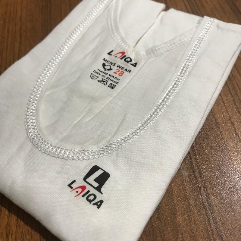 Pack of 3 Laiqa Kid's Banyan without Sleeves - Original Cotton Vest Sando for Boys - White Inner wear with Sleeves — photo 3
