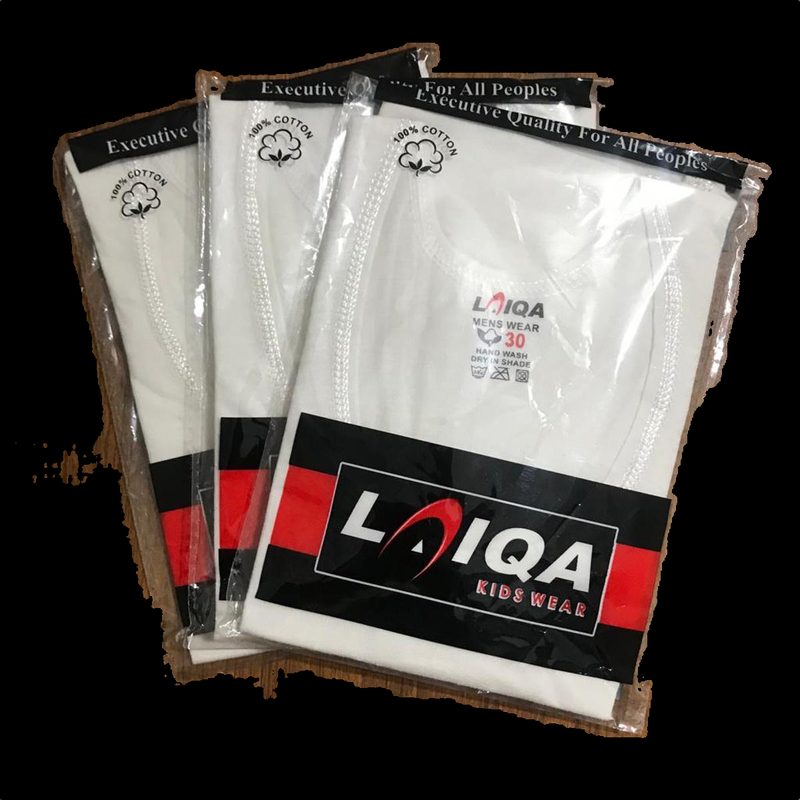 Pack of 3 Laiqa Men's Vests with Sleeves - Original Cotton Vest for Men - White Inner wear with Sleeves