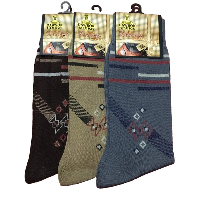 Pack of 3 Original Dawson Socks for Men - Cotton Fabric - Multicolour - Decent Design for Office / Formal / Casual / Business Wear