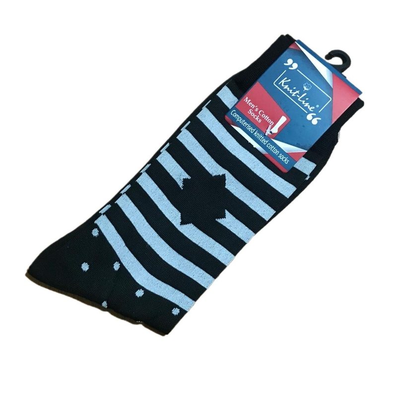 Pack of 3 Original Knitlne Socks for Men - Cotton Fabric - Black & White Colours - Decent Design for Office Formal Casual Business Wear view 4