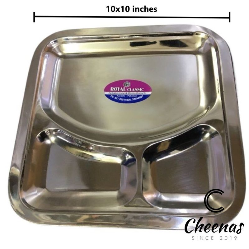 Portion Plate - 3 Portion Restaurant Style Serving Plate - Three Portion Fast Food Serving Plate - Stainless Steel Coated / Polished view 4