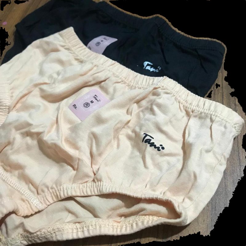 Tani Panties for Women - Ladies Underwears - Pack of 1 High Quality Cotton Knitted Briefs for Girls - Skin & Black Colors - Soft & Comfortable Export Inner wears - Bikini V-Shaped Panties