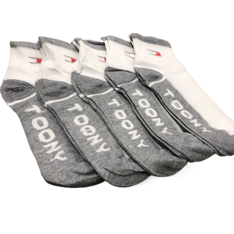 TOONY Premium Athletic Ankle Socks - 5 Pairs | Moisture-Wicking, Reinforced Heel & Toe, Snug Fit, Breathable Cotton Blend | Ideal for Sports, Running, and Everyday Comfort | Stylish Grey & White Design