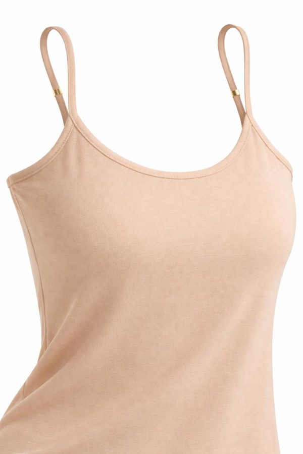 Women's Cotton Spaghetti Strap Camisole - Beige - Soft Stretchable Inner Camisole Vest for Ladies