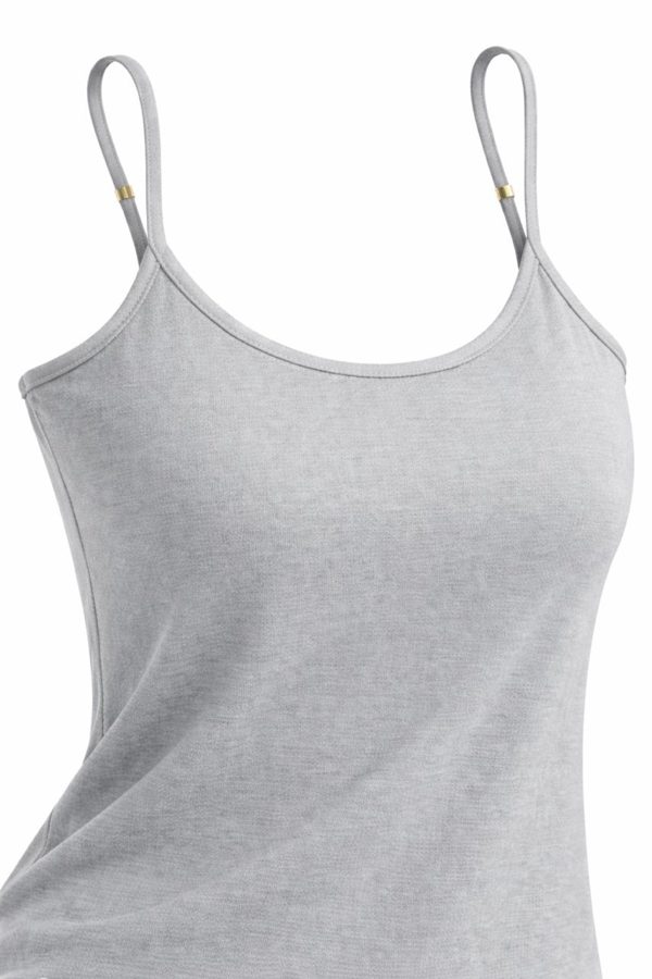 Women's Cotton Spaghetti Strap Camisole - Grey - Soft Stretchable Inner Camisole Vest for Ladies